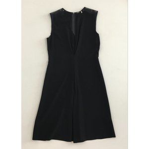 Elie Tahari Womens S/P Sleeveless Knee Length Dress V Neck Mesh Shoulder Black